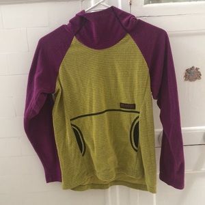 Melanzana Purple Green Microgrid Hoodie kid XL